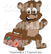 Vector Illustration of a Cartoon Bear Mascot Carrying a Suitcase by Mascot Junction