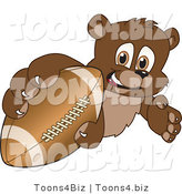 Vector Illustration of a Cartoon Bear Mascot Grabbing a Football by Mascot Junction