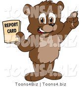 Vector Illustration of a Cartoon Bear Mascot Holding a Report Card by Mascot Junction