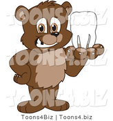 Vector Illustration of a Cartoon Bear Mascot Holding a Tooth by Mascot Junction