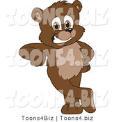 Vector Illustration of a Cartoon Bear Mascot Leaning by Mascot Junction