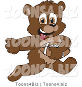 Vector Illustration of a Cartoon Bear Mascot Playing Football by Mascot Junction