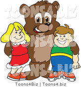 Vector Illustration of a Cartoon Bear Mascot with Students by Mascot Junction