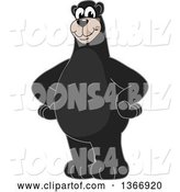 Vector Illustration of a Cartoon Black Bear School Mascot Standing with Hands on His Hips by Mascot Junction