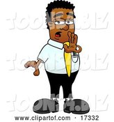 Vector Illustration of a Cartoon Black Business Man Mascot Whispering and Gossiping by Mascot Junction