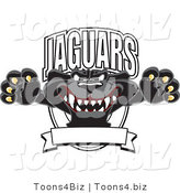 Vector Illustration of a Cartoon Black Jaguar Mascot Leaping Logo by Mascot Junction