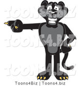Vector Illustration of a Cartoon Black Jaguar Mascot Pointing Left by Mascot Junction