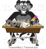 Vector Illustration of a Cartoon Black Jaguar Mascot Taking a Quiz by Mascot Junction