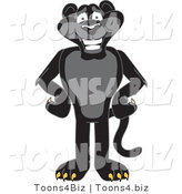Vector Illustration of a Cartoon Black Jaguar Mascot with His Paws on His Hips by Mascot Junction