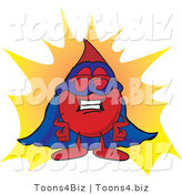 Vector Illustration of a Cartoon Blood Droplet Mascot Dressed As a Super Hero by Mascot Junction