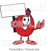 Vector Illustration of a Cartoon Blood Droplet Mascot Holding a Blank Sign by Mascot Junction
