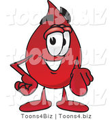 Vector Illustration of a Cartoon Blood Droplet Mascot Pointing at the Viewer by Mascot Junction