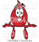 Vector Illustration of a Cartoon Blood Droplet Mascot Sitting by Mascot Junction