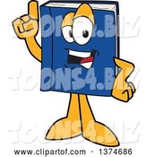 Vector Illustration of a Cartoon Blue Book Mascot Holding up a Finger by Mascot Junction