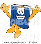 Vector Illustration of a Cartoon Blue Book Mascot Jumping by Mascot Junction
