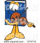 Vector Illustration of a Cartoon Blue Book Mascot Playing a Violin by Mascot Junction