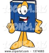 Vector Illustration of a Cartoon Blue Book Mascot Pointing Outwards by Mascot Junction