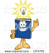Vector Illustration of a Cartoon Blue Book Mascot with a Bright Idea by Mascot Junction