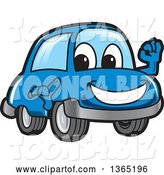 Vector Illustration of a Cartoon Blue Car Mascot Gesturing Ok by Mascot Junction