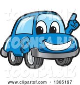 Vector Illustration of a Cartoon Blue Car Mascot Holding up a Finger by Mascot Junction