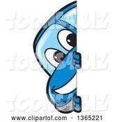 Vector Illustration of a Cartoon Blue Car Mascot Smiling Around a Sign by Mascot Junction