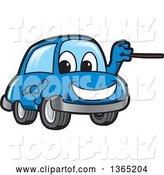 Vector Illustration of a Cartoon Blue Car Mascot Using a Pointer Stick by Mascot Junction