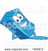 Vector Illustration of a Cartoon Blue Rolling Trash Can Bin Mascot Resting on His Side by Mascot Junction