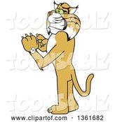 Vector Illustration of a Cartoon Bobcat Mascot Checking His Watch for the Time, Symbolizing Dependability by Mascot Junction