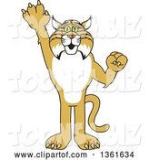 Vector Illustration of a Cartoon Bobcat Mascot Holding up a Hand, Symbolizing Responsibility by Mascot Junction