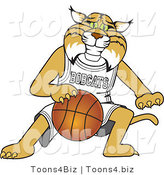 Vector Illustration of a Cartoon Bobcat Mascot Playing Basketball by Mascot Junction