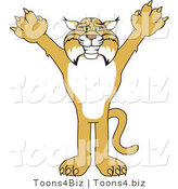 Vector Illustration of a Cartoon Bobcat Mascot Reaching out by Mascot Junction