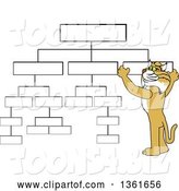 Vector Illustration of a Cartoon Bobcat Mascot Setting up a Chart, Symbolizing Organization by Mascot Junction