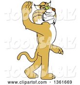 Vector Illustration of a Cartoon Bobcat Mascot Walking and Waving, Symbolizing Leadership by Mascot Junction