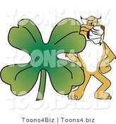 Vector Illustration of a Cartoon Bobcat Mascot with a Clover by Mascot Junction