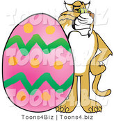 Vector Illustration of a Cartoon Bobcat Mascot with an Easter Egg by Mascot Junction