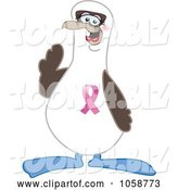 Vector Illustration of a Cartoon Boobie Bird Breast Cancer Awareness Mascot Gesturing by Mascot Junction