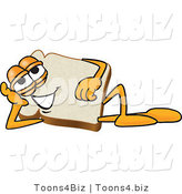 Vector Illustration of a Cartoon Bread Mascot Reclined and Resting His Head on His Hand by Mascot Junction