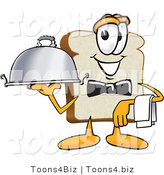 Vector Illustration of a Cartoon Bread Mascot Serving a Dinner Platter While Waiting Tables by Mascot Junction