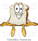 Vector Illustration of a Cartoon Bread Mascot Sitting by Mascot Junction