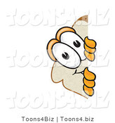 Vector Illustration of a Cartoon Bread Mascot Spying Around a Corner by Mascot Junction