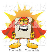 Vector Illustration of a Cartoon Bread Mascot Wearing a Super Hero Cape and Mask by Mascot Junction