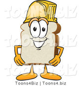 Vector Illustration of a Cartoon Bread Mascot Wearing a Yellow Hardhat Helmet by Mascot Junction