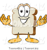 Vector Illustration of a Cartoon Bread Mascot with His Arms Open by Mascot Junction