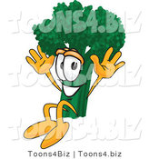 Vector Illustration of a Cartoon Broccoli Mascot Jumping by Mascot Junction