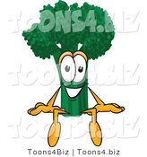 Vector Illustration of a Cartoon Broccoli Mascot Sitting by Mascot Junction