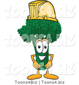 Vector Illustration of a Cartoon Broccoli Mascot Wearing a Yellow Hardhat Helmet by Mascot Junction