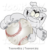 Vector Illustration of a Cartoon Bulldog Mascot Reaching up and Grabbing a Baseball by Mascot Junction