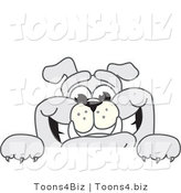 Vector Illustration of a Cartoon Bulldog Mascot Smiling over a Blank Sign by Mascot Junction