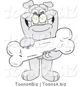 Vector Illustration of a Cartoon Bulldog Mascot Standing and Holding a Large Bone by Mascot Junction