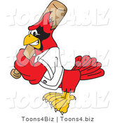 Vector Illustration of a Cartoon Cardinal Mascot Batting by Mascot Junction